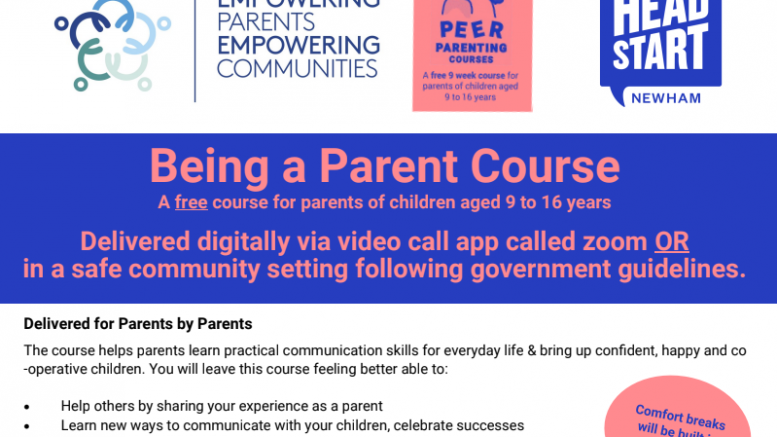 Free virtual Being a Parent course - What's On In Ilford